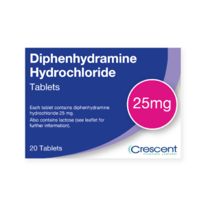 Diphenhydramine 25mg Tablets, Crescent Pharmaceuticals, Crescent Pharma, Crescent Medical UK, Crescent Manufacturing, Crescent R&D, Thorpe Laboratoires, Andover Warehouse, Barnsley Warehouse, M&A Pharma, M&A Pharmachem, Archimedis, Uk Generic Medicine, Uk Pharmaceuticals