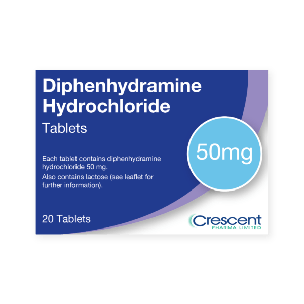 Diphenhydramine 50mg Tablets, Crescent Pharmaceuticals, Crescent Pharma, Crescent Medical UK, Crescent Manufacturing, Crescent R&D, Thorpe Laboratoires, Andover Warehouse, Barnsley Warehouse, M&A Pharma, M&A Pharmachem, Archimedis, Uk Generic Medicine, Uk Pharmaceuticals