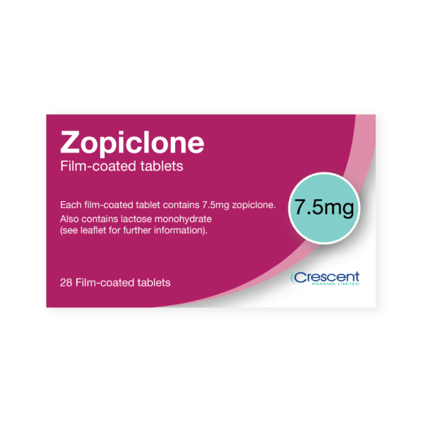 Zopiclone 7.5mg Film-coated Tablets, Crescent Pharmaceuticals, Crescent Pharma, Crescent Medical UK, Crescent Manufacturing, Crescent R&D, Thorpe Laboratoires, Andover Warehouse, Barnsley Warehouse, M&A Pharma, M&A Pharmachem, Archimedis, Uk Generic Medicine, Uk Pharmaceuticals