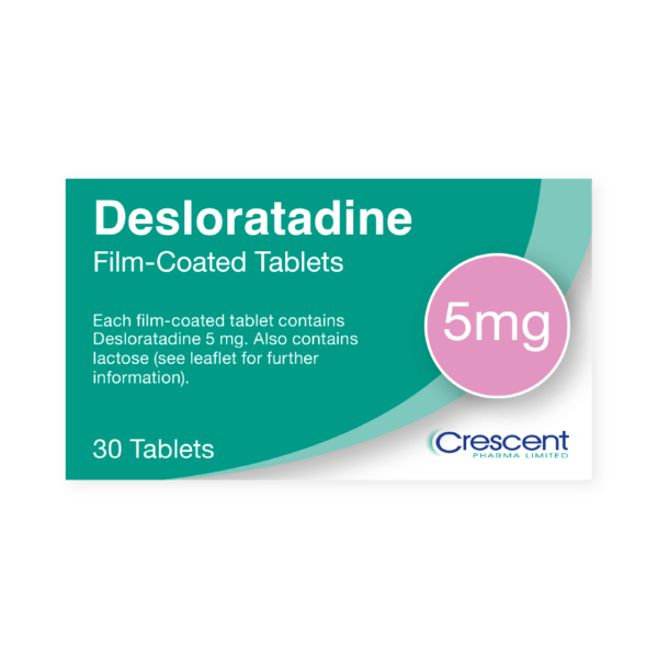 Desloratadine 5mg Film-coated Tablets, Crescent Pharmaceuticals, Crescent Pharma, Crescent Medical UK, Crescent Manufacturing, Crescent R&D, Thorpe Laboratoires, Andover Warehouse, Barnsley Warehouse, M&A Pharma, M&A Pharmachem, Archimedis, Uk Generic Medicine, Uk Pharmaceuticals