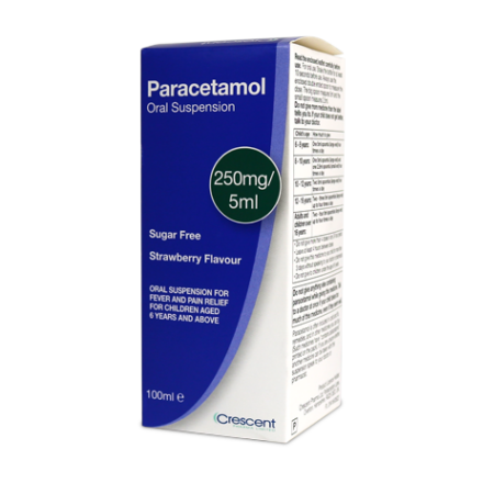 Paracetamol 250mg 5ml Oral Suspension 100ml Crescent Pharma   Paracetamol 250mg5ml Oral Suspension 100ml 1 440x440 