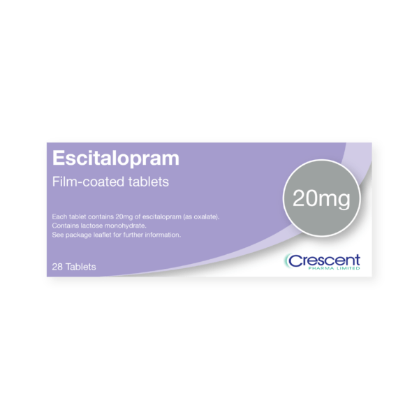 Escitalopram 20mg Film-coated Tablets, Crescent Pharmaceuticals, Crescent Pharma, Crescent Medical UK, Crescent Manufacturing, Crescent R&D, Thorpe Laboratoires, Andover Warehouse, Barnsley Warehouse, M&A Pharma, M&A Pharmachem, Archimedis, Uk Generic Medicine, Uk Pharmaceuticals