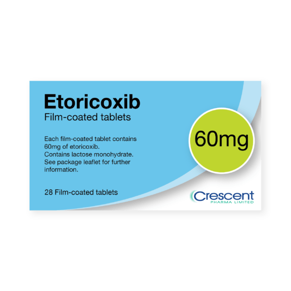 Etoricoxib 60mg Film-coated Tablets, Crescent Pharmaceuticals, Crescent Pharma, Crescent Medical UK, Crescent Manufacturing, Crescent R&D, Thorpe Laboratoires, Andover Warehouse, Barnsley Warehouse, M&A Pharma, M&A Pharmachem, Archimedis, Uk Generic Medicine, Uk Pharmaceuticals