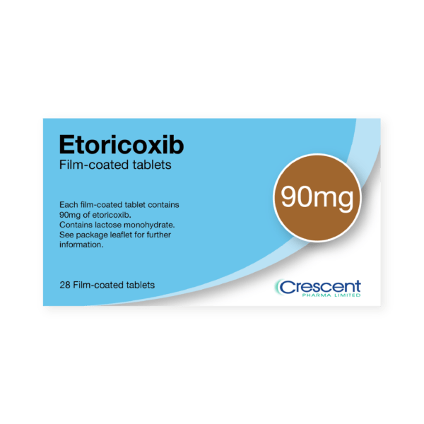 Etoricoxib 90mg Film-coated Tablets, Crescent Pharmaceuticals, Crescent Pharma, Crescent Medical UK, Crescent Manufacturing, Crescent R&D, Thorpe Laboratoires, Andover Warehouse, Barnsley Warehouse, M&A Pharma, M&A Pharmachem, Archimedis, Uk Generic Medicine, Uk Pharmaceuticals