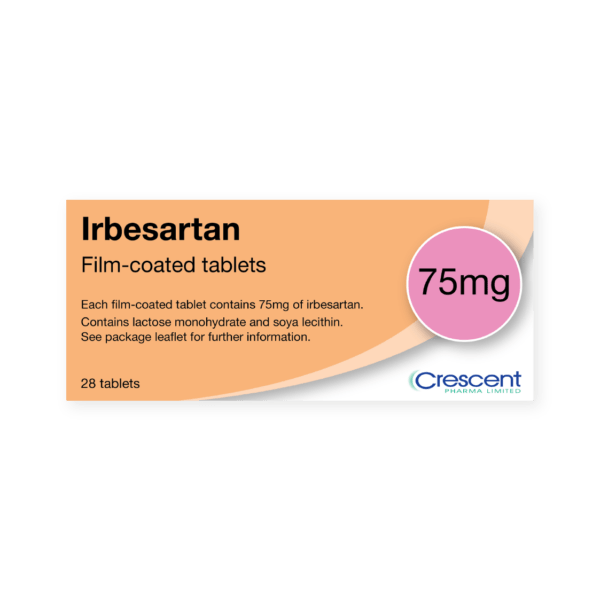 Irbesartan 75mg Film-coated Tablets, Crescent Pharmaceuticals, Crescent Pharma, Crescent Medical UK, Crescent Manufacturing, Crescent R&D, Thorpe Laboratoires, Andover Warehouse, Barnsley Warehouse, M&A Pharma, M&A Pharmachem, Archimedis, Uk Generic Medicine, Uk Pharmaceuticals