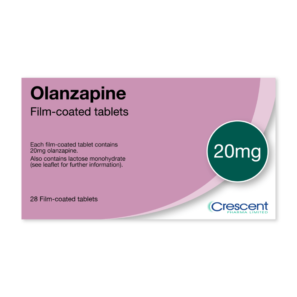 Olanzapine 20mg Film Coated Tablets Crescent Pharma   Olanzapine 20mg Film Coated Tablets 1 1024x1024 