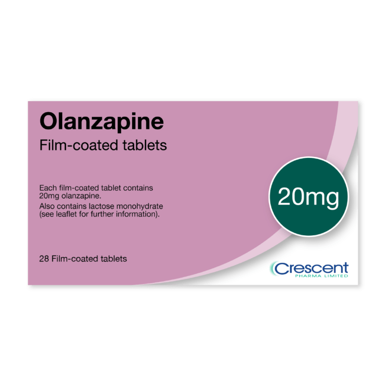 Olanzapine 20mg Film Coated Tablets Crescent Pharma   Olanzapine 20mg Film Coated Tablets 1 768x768 