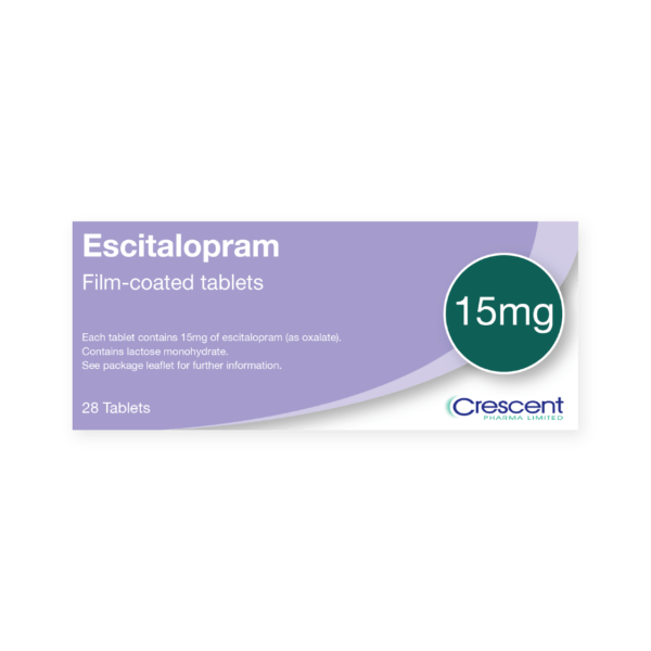 Escitalopram 15mg Film-coated Tablets, Crescent Pharmaceuticals, Crescent Pharma, Crescent Medical UK, Crescent Manufacturing, Crescent R&D, Thorpe Laboratoires, Andover Warehouse, Barnsley Warehouse, M&A Pharma, M&A Pharmachem, Archimedis, Uk Generic Medicine, Uk Pharmaceuticals